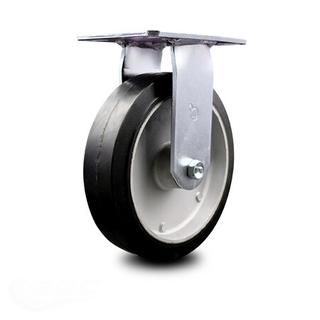 Service Caster 8 Inch Heavy Duty Top Plate Rubber on Aluminum Rigid Caster with Roller Bearing SCC-35R820-RAR